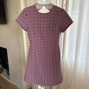 Zara Pink and Green Retro A-line mini dress with cut-out back